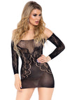 Elegantes schulterfreies Spitzen- Minikleid mit Sticker-Details | Leg Avenue