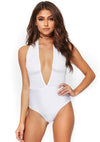 Weißer funkelnder Pailletten Bodysuit für glanzvolle Auftritte von Leg Avenue