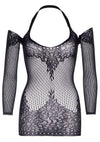 Schwarzes verführerisches Minikleid aus feiner Spitze mit Ösendetails von Leg Avenue – Ansicht 2