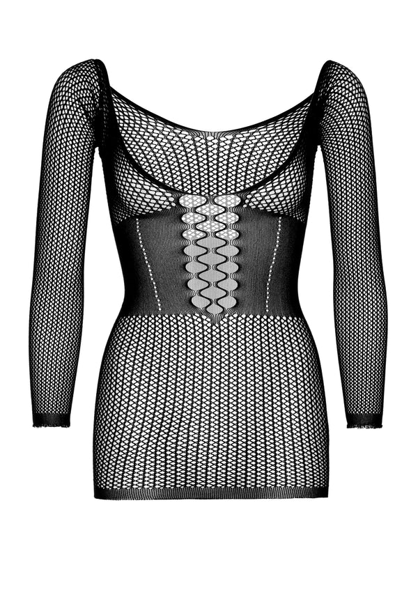 Netzkleid mit langen Ärmeln und sexy Schnitt schwarz | Leg Avenue