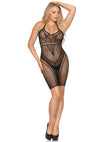 Schwarzes elegantes Minikleid mit modischen Netz-Details von Leg Avenue – Ansicht 3