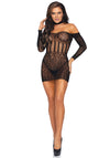 Neckholder-Minikleid mit langen Ärmeln schwarz | Leg Avenue
