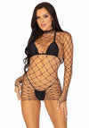 Verführerisches Langarm Netzkleid Schwarz | Leg Avenue