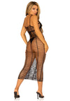 Maxikleid aus horizontalem Netz schwarz | Leg Avenue