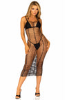Maxikleid aus horizontalem Netz schwarz | Leg Avenue