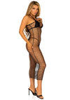 Maxikleid aus horizontalem Netz schwarz | Leg Avenue