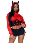 Kostüm- Teufels-Hoodie bauchfrei | Leg Avenue