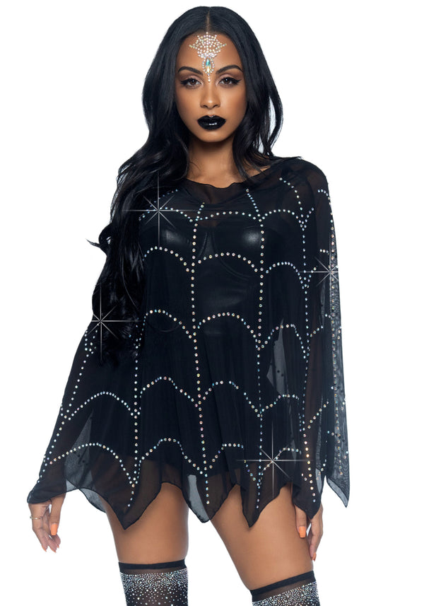 Kostüm - Poncho mit Spinnennetzmuster aus Strass | Leg Avenue
