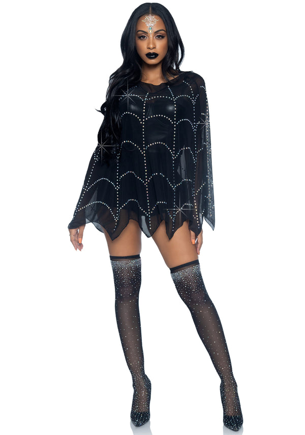 Kostüm - Poncho mit Spinnennetzmuster aus Strass | Leg Avenue