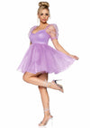 Lavendelfarbenes märchenhaftes Babydoll Kleid mit romantischen Puffärmeln von Leg Avenue – Ansicht 3