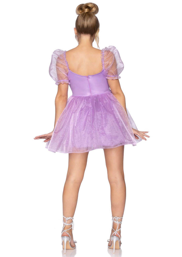 Lavendelfarbenes märchenhaftes Babydoll Kleid mit romantischen Puffärmeln von Leg Avenue – Ansicht 2