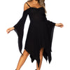 Schwarzes mysteriöses Boho Kleid mit eleganten kalten Schultern | Leg Avenue