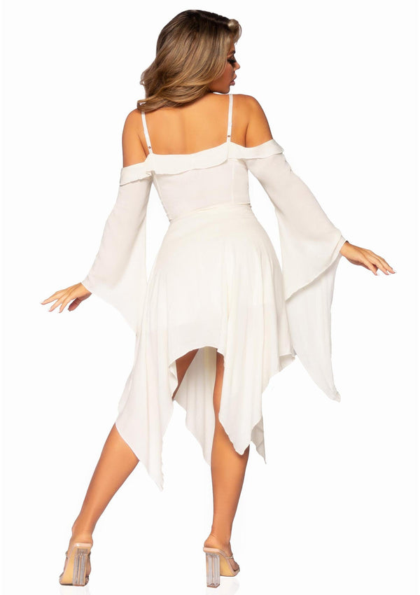 Weißes verführerisches Boho Kleid mit Gaze Ärmeln von Leg Avenue – Ansicht 2