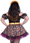 Kostüm - Farbintensives Ringelblumen-Kleid - Dia De Las Muertos - Queen Size | Leg Avenue