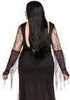 Kostüm - Morticia Addams mit Spinnweben-Netzstoff - Queen Size | Leg Avenue