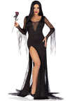 Kostüm - Morticia Addams mit Spinnweben-Netzstoff | Leg Avenue
