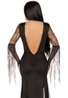 Kostüm - Morticia Addams mit Spinnweben-Netzstoff | Leg Avenue