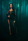 Kostüm - Morticia Addams mit Spinnweben-Netzstoff | Leg Avenue