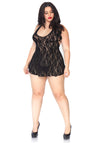 Minikleidchen mit freiem Rücken und Rose Lace Musterung schwarz | Leg Avenue