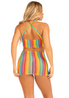 Buntes verführerisches Regenbogen Minikleid mit aufregenden Cut Outs von Leg Avenue – Ansicht 4