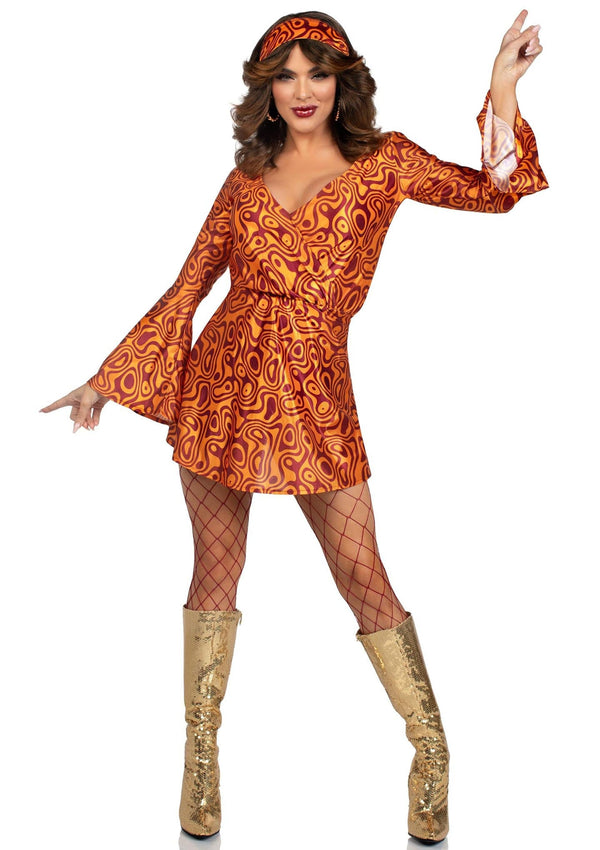 Mehrfarbiges aufregendes Retro Kleid im glamourösen Epochen Look von Leg Avenue – Ansicht 2