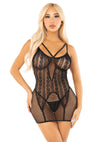 Schwarzes verführerisches Minikleid mit romantischem Herzmuster von Leg Avenue
