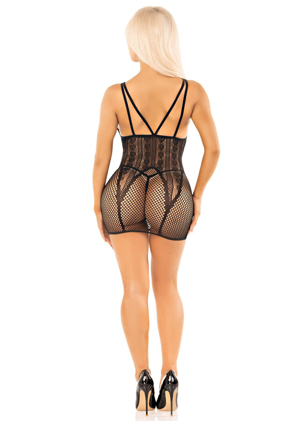 Schwarzes verführerisches Minikleid mit romantischem Herzmuster von Leg Avenue – Ansicht 5