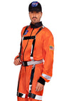 Oranger futuristischer Astronauten Overall mit holografischem Gurtzeug und Mütze von Leg Avenue – Ansicht 4