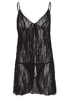 Schwarzes verführerisches Babydoll Nachthemd mit rosa Spitze von Leg Avenue – Ansicht 2