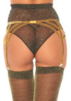 Goldener atemberaubender Strumpfgürtel aus schimmerndem Lurex von Leg Avenue – Ansicht 2