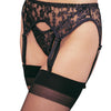 Reizvoller Strumpfgürtel mit floraler Spitze und passendem String | Leg Avenue
