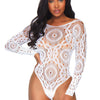 Weißer aufregender Spitzenbodysuit mit tiefem Rückenausschnitt | Leg Avenue