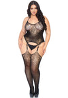 Strapsstrumpfhose mit Body Muster schwarz | Leg Avenue
