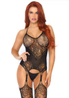 Schwarzer Jacquard Body mit verspielten Details | Leg Avenue SALE