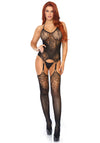 Schwarzer Jacquard Body mit verspielten Details | Leg Avenue SALE