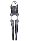 Schwarzer Jacquard Body mit verspielten Details | Leg Avenue SALE