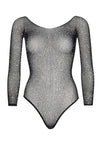 Schwarzer schimmernder Netzbodysuit mit funkelnden Strass Details von Leg Avenue – Ansicht 5
