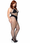 Glitzernder Ärmelloser Bodystocking mit offenem Schritt schwarz | Leg Avenue
