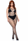 Glitzernder Ärmelloser Bodystocking mit offenem Schritt schwarz | Leg Avenue