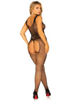 Fischnetz-Body mit offenem Schritt und Strass | Leg Avenue