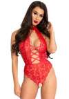 Romantischer Strickbody mit tiefem Ausschnitt rot | Leg Avenue