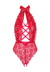 Romantischer Strickbody mit tiefem Ausschnitt rot | Leg Avenue
