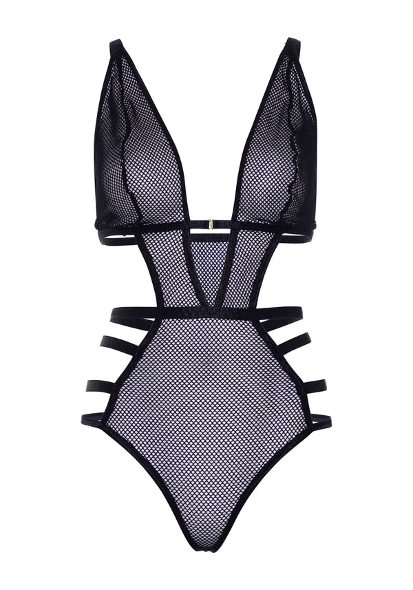 Ausgeschnittener Netz-Teddy mit String | Leg Avenue