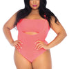 Korallenfarbener eleganter Bandeau Bodysuit mit stilvollen Strapsen | Leg Avenue
