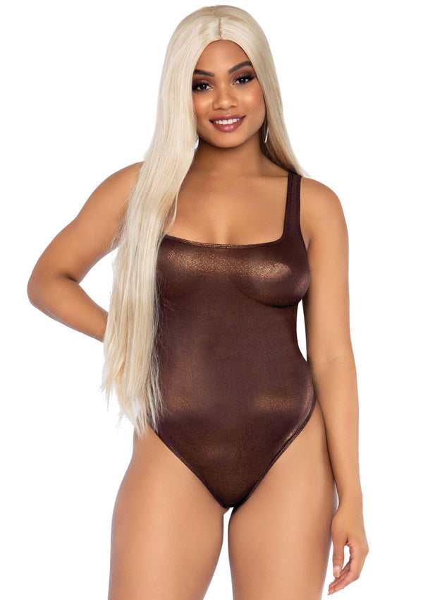 Bronzefarbener metallisch schimmernder Body mit quadratischem Ausschnitt von Leg Avenue