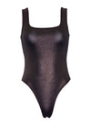 Bronzefarbener metallisch schimmernder Body mit quadratischem Ausschnitt von Leg Avenue – Ansicht 2