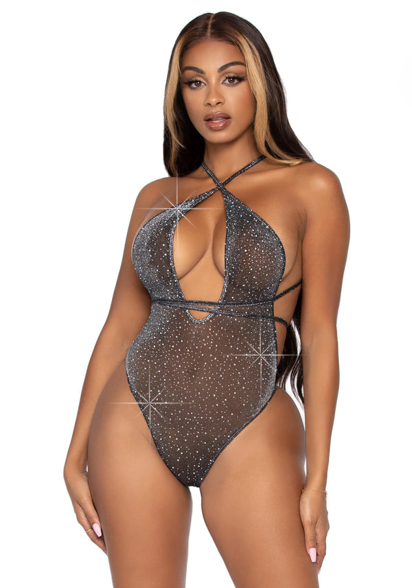 Teddy mit Wickelträgern und Glitzer | Leg Avenue