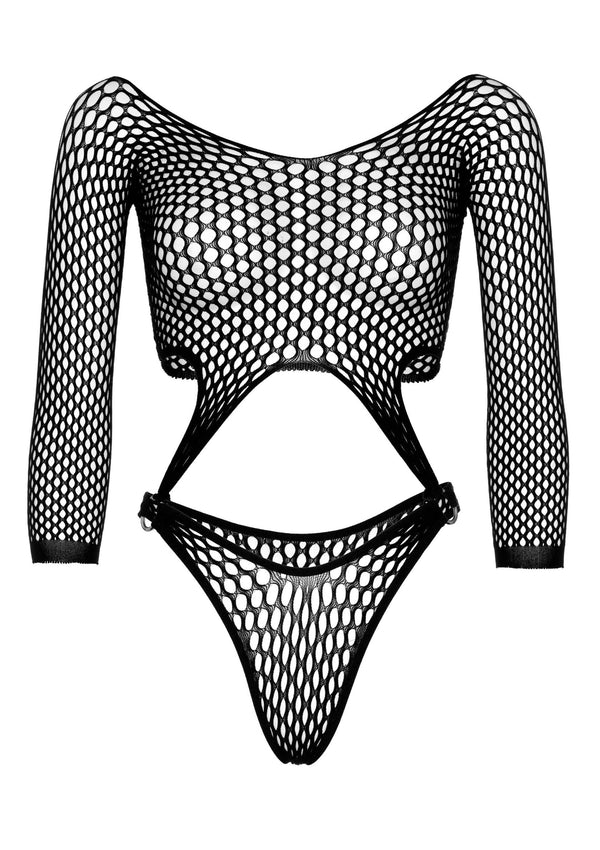 Schwarzer verführerischer Netzbodysuit mit eleganten Akzenten von Leg Avenue – Ansicht 7