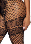Schwarzer sinnlicher Bodystocking mit aufregend offenem Schritt von Leg Avenue – Ansicht 7