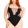 Schwarzer aufregender Bodysuit mit gewagten zerrissenen Details | Leg Avenue